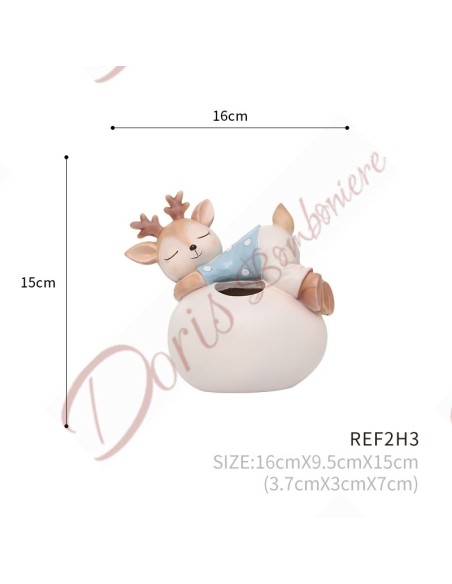 Bomboniere cerbiatto per battesimo bimbo portapianta 2 mod assortiti altezza 13.5/15 cm Bomboniere cerbiatto per battesimo bimbo portapianta 2 mod assortiti altezza 13.5/15 cm