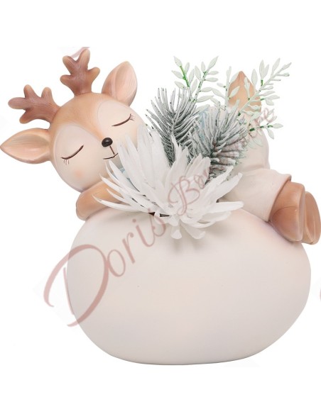 Bomboniere cerbiatto per battesimo bimbo portapianta 2 mod assortiti altezza 13.5/15 cm Bomboniere cerbiatto per battesimo bimbo portapianta 2 mod assortiti altezza 13.5/15 cm