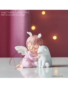 Favors Fairy with angel wings with dog, fawn and polar bear. 3 Assirtiti models 7x7x7 cm 2