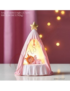 Bomboniere fata con ali di angelo nella capanna lampada con luce a led cm 13.7 altezza 2 colori e modelli assortiti 2