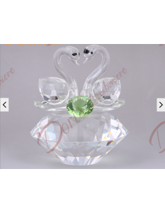 Bomboniere in cristallo coppia cigni con base colorata produzione artigianale CD20225CNH5 Codos Design Cristallo