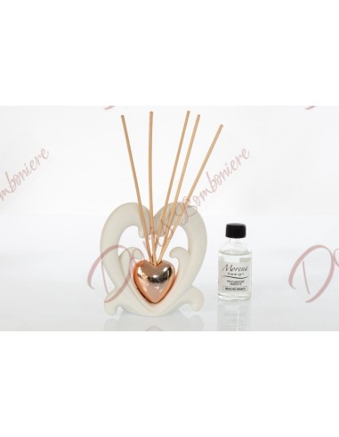 Wedding favors double heart perfumer in porcelain