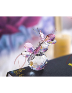 Bomboniere farfalle in cristallo colore rosa e colore blu su sfera CD20221011 Codos Design Bomboniere Cristallo