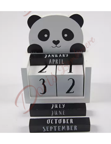Bomboniere calendario perpetuo per battesimo o comunione con animale panda