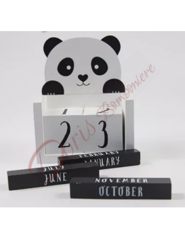 Bomboniere calendario perpetuo per battesimo o comunione con animale panda