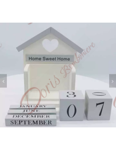 Bomboniere matrimonio calendario perpetuo in legno casetta con cuore 2