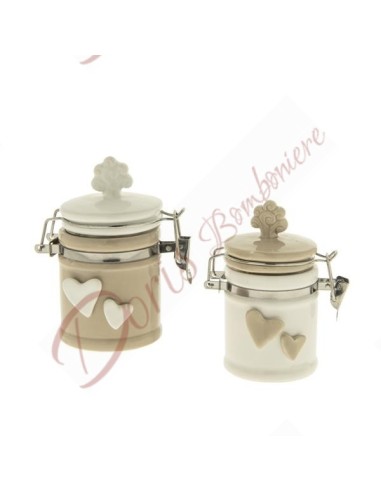 Airtight jar with hearts and tree of life including wooden spoon assorted models medium size