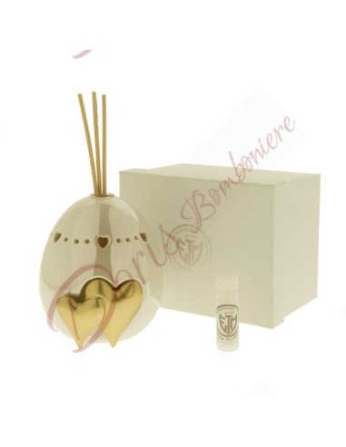 Polished ceramic oval shaped heart perfumer favors with box