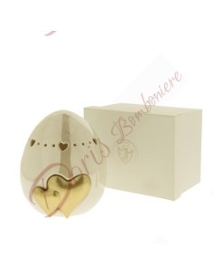 Bomboniere led a forma ovale con cuori in ceramica lucida con scatola 02A029 Etm Bomboniere Luci led