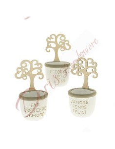 Vase de plante arbre de vie avec phrases motifs assortis