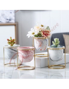 Bomboniere vaso ceramica con supporto in metallo colore oro modelli assortiti come in foto