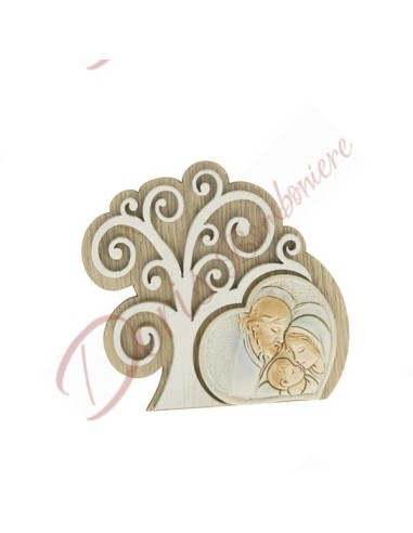 Favors sacred family icon in wood and resin with tree of life