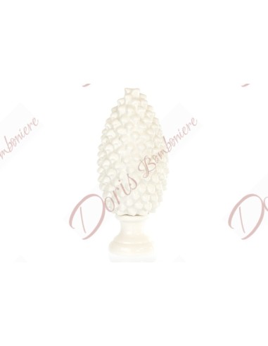 Favors white pine cone ceramic ornament 28 cm