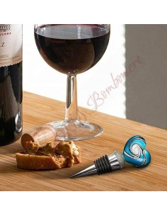 Bomboniere tappo per bottiglia vino con cuore in vetro murano 2