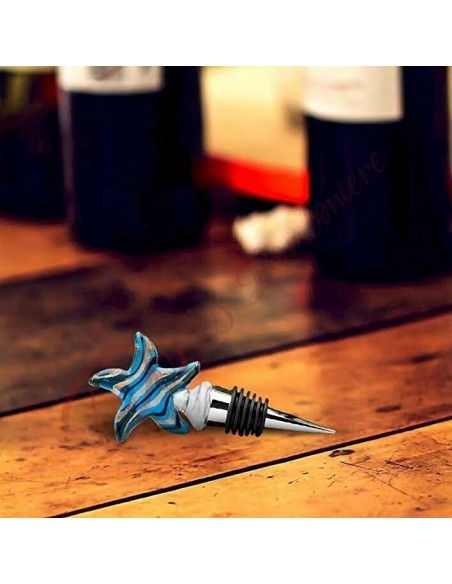 Bomboniere tema mare utili tappo per bottiglia con stella marina in vetro murano Bomboniere tema mare utili tappo per bottiglia con stella marina in vetro murano