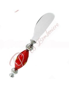 Bomboniere matrimonio utili spalmaburro con manico in vetro murano lunghezza 15.5 cm colore a scelta 2