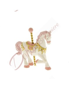 Pink resin carousel pony baby favors height 5 cm
