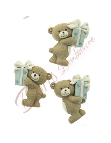 Baptism favors baby boy magnet teddy bear assorted versions height 5 cm