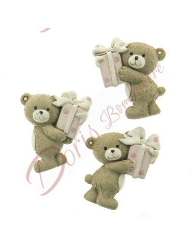 Baby girl baptism favors magnet bear assorted versions height 5 cm