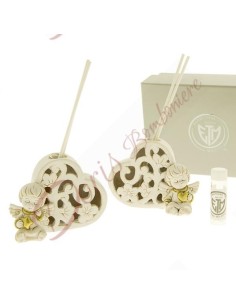 Useful favors baptism baby girl or baby angel heart-shaped perfumer with box and fragrance cm 9