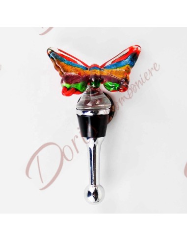 Useful favors bottle cap with butterfly in murano glass