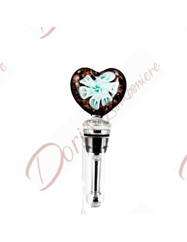 Useful favors bottle cap with heart in Murano glass