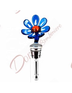 Bouchon de bouteille de faveurs utiles avec fleur BLEUE en verre de murano