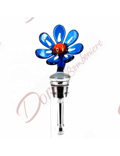 Nützlicher Flaschenverschluss mit BLAUER Blume aus Muranoglas