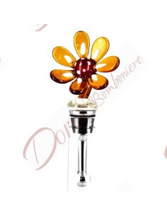 Bouchon de bouteille de faveurs utiles avec fleur d'ambre en verre de murano