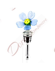 Bomboniere utili tappo per bottiglia con fiore azzurro in vetro di murano CD202214AZZ Codos Design Bomboniere Matrimonio