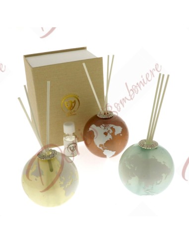 Globe du monde des faveurs avec strass de parfumeur 3 couleurs assorties