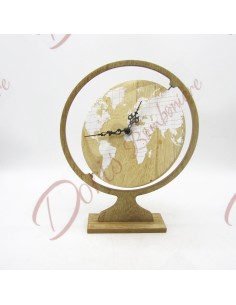 Bomboniere orologio globo mappamondo in legno tema viaggio