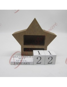 Bomboniere stella calendario perpetuo in legno bicolore 2