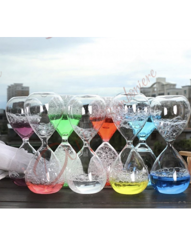 Hourglass favors with colored water liquid height 19x8 cm