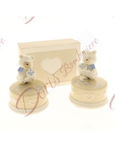 Baby blue baptism music box favors with box 2 assorted models