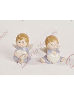 Baby blue angel porellana favors with heart height 7 cm - 2 ass