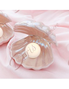 Bomboniere utili tema mare conchiglia in ceramica con perla a led colore conchiglia a scelta 2
