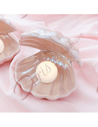 Bomboniere utili tema mare conchiglia in ceramica con perla a led colore conchiglia a scelta