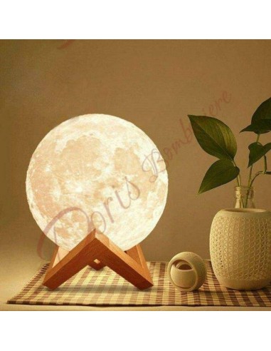 Useful favors with led full moon lamp with support base cm 8