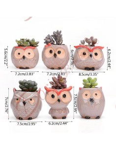 Wedding favors owl ceramic succulent plant pot 6 assorted models 2