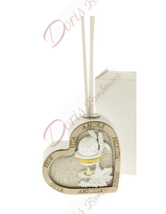 Bomboniere comunione utile profumatore a forma di cuore con simbolo sacro e calice altezza 7cm con scatola