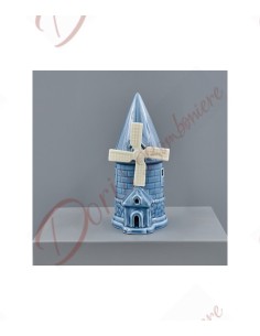 thème mer favorise moulin à vent lampe led hauteur 19,8 cm céramique bleue