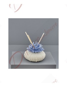 Bomboniere utili profumatore bianco e azzurro in ceramica con corallo tema mare 10x10x8.4 con  scatola