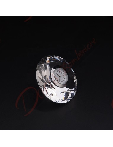 Favors crystal diamond useful table clock with gift box diameter 8 cm