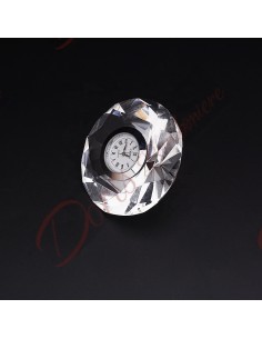 Bomboniera di cristallo utile orologio a forma di diamente pregiato diametro 10 cm con astuccio regalo