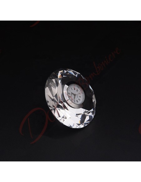 Favors cristal diamant horloge de table utile avec coffret cadeau diamètre 10 cm