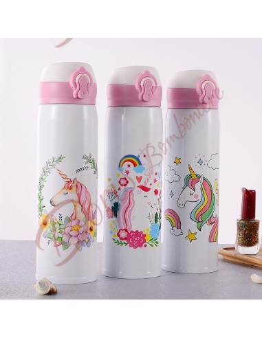 Baby bottle favors with unicorn 3 assorted models white background price referred to 1 pc 0.35 L