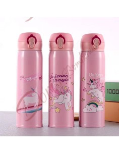 Licorne rose favorise les bouteilles d'eau lilas utiles 3 modèles assortis prix référé à 1 pièce 0.35L