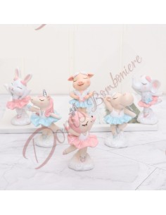 Favors baptism communion girl animals dancers cm height 9 / 10.5 cm