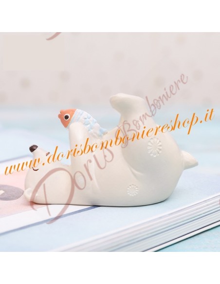 Bonbonnière ours polaire pour baptême garçon ou fille communion et confirmation versions assorties